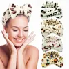 New Wash Face Headbands for Women Girls Coral Fleece Bow Headband Leopard Makeup Headwear Elastic Head Wrap Hair Accessories