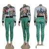 여성 2 피스 바지 지퍼 트랙복 여성 의상 패션 인쇄 재킷 및 스웨트 팬츠 세트 선박 드롭 배달 의류 의류 OTB0W