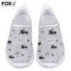 Sapatos casuais forudesigns design feminino feminino liso de cachorro animal e padrão de flores tênis msh msh diariamente slip-on mujer