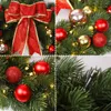 Fleurs décoratives 30/40 cm de fête de Noël Couronne LED LED Bownle Bowknot Ball Ball Door Window Fenture Garland Artificial Garland Decoration