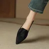 Повседневная обувь 2024luxury Horsehair Смешанные замшевые женские квартиры заостренные пальцы на мелки