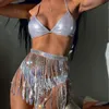 Yüzme Giyim Avrupa ve Amerikan Bikini Glitter Pubsel Tassel Parti Kostümü Bölünmüş Mayo Üç Noktalı Lazer Drop Teslimat Sporları Outtoo OTJ26