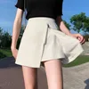 Korean Style Skirt with Shorts Women Summer Zipper Split Design White Mini Woman Fashion Simple AllMatch ALine Skirts 240416