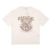Tshirt t Rhude Shirt Women Tee Shorts koszulka Polo Vintage Fit Gym Bawełniany graficzny graficzny modnie luźne designerskie koszulki