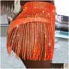 التنانير Itfab Summer Beach Bikini Mini Skirt Glitter Glitter Long Tassel Crystal Diamonds قابل للتعديل Y 230112 تسليم DROND DHJKV