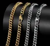 Hiphop kubansk länkkedja halsband 18k real guld pläterad rostfritt stål metallhalsband för män 4mm 6mm 8mm4124331