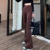 Женские джинсы Leggy High Islare для Woen Vintage Double Breed Deni Pants Lady Streetwear Случайные длинные худые брюки