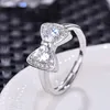 S925 Silver Cute Butterfly Designer Rings for Women Girls Fashion Luxury Crystal CZ Zircon Sweet Bow Bowknot Design Chinese Nail Finger Love Ring Jewelry Gift