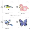Jóias Europa Liga Liga Butterfly Crane Magpie Bird Broche Cartoon unisisex Metal Animal COR Pin Flamingo Animal
