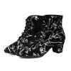 Chaussures de danse Femmes Boots Femelle Fleur Fleur danse latin Talons en daim