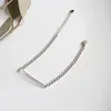 Bracelets de link 925 Sterling Silver Fine Jewelry Gravable Blank Bar personalizado para mulheres