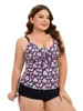 Kobietowy różowy nadruk kwiatowy 2-częściowy strój kąpielowy dla kobiet xxxxxl Suspender w V-dół z tyłu bikini tankini letnie plaża wakacje 2024