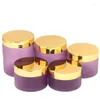 Förvaringsflaskor 22st Frost Purple Wide Mouth Bottle Glossy Gold Lid 100g 120g 150g 200g 250g ansiktskrämplarplastbehållare för