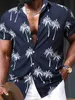 Camisas casuais masculinas masculam impressão 3D Palm Graphics Botão de colarinho frontal Basic Short Sleeve Tops Tops camisa com estampa botânica estilo havaiano 24416