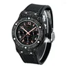 Relógios de pulso soltar masculinos relógios de luxo gelado com diamante relógio de moda quartzo masculino à prova d'água Black Rubber Sportwatch xfcs xfcs