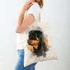 収納バッグ水彩犬の子供ギフト買い物客ダブルプリント女性ショルダートートハンドバッグ漫画ペット動物ショッピングバッグ