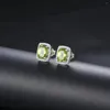 Stud Earrings Natural Peridot 925 Sterling Silver 2.9 Carats Genuine Gemstone Fashion Style Fine Jewelry For Daily