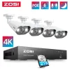 SISTEMA ZOSI 4K Super HD POE Video Surveillance Sistema 8CH H.265+ KIT NVR IP67 Bullet Metel -AFROUT IP telecamere