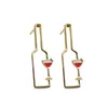 Boucles d'oreilles en peluche rétro en métal bouteille de vin gold couleurs de personnalité de fête géométrique creuse et bijoux simples # 273513