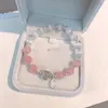 Link armbanden opaal kristal zirkon maan elastische armband voor vrouwen 2024 Koreaanse mode armbanden charme roze sieraden bruiloft meisje