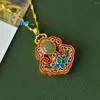 Colliers pendants cuivre enracinée un jade de bon augure en émail des fleurs couleur tempérament pour le collier en or pour femmes bijoux