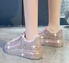 Designer Rhinestone Dress Shoes Beige Sport Casual Italy Fashion Women Platform Loafers Round Toe Lady Party Shoes Size 35-40