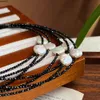 Натуральное жемчужное ожерелье с черной шпинельской цепочкой ключицы для