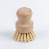 Pot Brosthes Brosses en bois rond mini-broussailles brosses naturelles brosses à broussailles Scurping à poignée courte Brosse de nettoyage des poignées