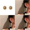Boucles d'oreilles étalon vintage perle ovale dorée vintage pour femmes conception de luxe avancée perles rond de boucles d'oreille bijoux de gouttes