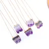 Pendant Necklaces Natural Gem Stone Amethyst Slice Purple Quartz WomenMale Raw Slab Geode For DIY Jewelry Making