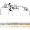 5-Light Bathroom Vanity Light HWH LED Chrome Vanity Light Fixtures with Clear Frosted Glass Shade Modern Wall Sconce Vanity Light Over Mirror 5HJF95B-5W LED CH