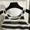 Striped Strick Camisole Weste Womens Mode Stickerei Einfache dünne Ernte Tops Sommerhülse Casual Tanktops