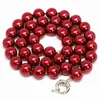 Correntes encantos de concha vermelha escura de miçangas redondas de beleza de pérola simulada 8 10 12 colar de corrente de 14 mm jóias B1481