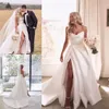 Moderne einfache Satin Boho Country Eine Linie Brautkleider trägerloser High Side -Schlitz -Brautkleider sexy offener Rücken plus Größe Mutterschaftsbraut Robe de Mariee al9873