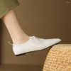 Casual Shoes Women Single Commuter Work Girls Small White Lace Leather Professional Style