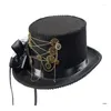 Berets steampunk flat top kapelusz z łańcuchem łańcucha pieczeni halloween magicy