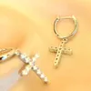 Boucles d'oreilles en peluche luomansi 0,5 carat d Vvs Moisanite Cross avec certificat GRA - S925 Silver Girl Jewelry Party Gift