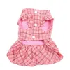 Hondenkat overhemd met een plaid boog met bijpassende hondenriem puppy rok rokbranden Springsummer kledingkleding 5 maten 240416