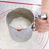 Strumenti da forno setaccio setaccio a doppio strato in acciaio inossidabile con maglia fine per torta a polvere shaker shaker spolvero