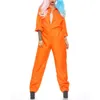 Halloween Cosplay Jumpsuit Männer Frauen Kinderbrief Druck Single Breasted Long Sleeve Gefängnis Strampler Gefängnis Kostüm Party Streetwear 240407