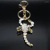 Nyckelringar Full Crystal Scorpion glänsande metall Keychain Kvinnor Alloy Rhinestone Key Chain Ladies Bag biltillbehör Keyring Jewerly K9252S04