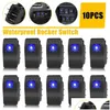 ATV Parçaları Tüm Arazi Tekerlekleri 10 PCS Deniz Tekne Araba Rocker Switch 10A 24VDC/20A 12VDC SPST 5P Mavi LED Kamyon RV UTV DHWNU için geçiş paneli