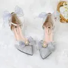 Klädskor underbara lolita blomma bröllopstefest höga klackar stjärnspänne grå anime cosplay sandaler prinsessan kawaii