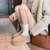 Sıradan Ayakkabı Kadın Terlikleri Kalın Solmuş Kısa Ayak Bileği Botları Yün Kürk-Fleece Açık Emilim Kış Sıcak Kadın