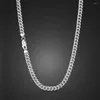 Chains Classic Silver 3MM 4MM 18 -30in Curb Cuban Chain Men Necklace 925 Sterling Horsewhip For Women Jewelry