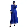 Vêtements ethniques Abaya Robe 2024 Été Élégant Femmes musulmanes longues Polyester Polyester rouge bleu vert violet