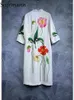 Casual Dresses Seifrmann Högkvalitativ Summer Women Fashion Designer Dress Vintage Floral Print Handmade Pearl Diamond Stand Pencil