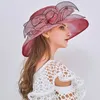 Grands chapeaux de bord de bord de femme de femme de la feuille de feuille de feuille de douche nuptiale à la mode élégante