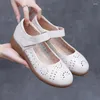 Casual Shoes GKTINOO Genuine Leather Ladies Flats Summer Woman Plus Size Loafers Hollow Round Toe Soft Comfort Sandals Female