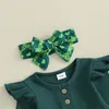 Zestawy odzieży 0-18m niemowlęta dziewczyny irlandzkie stroje z długim rękawem żebrowane romperowe spodnie pałąk na głowę zestaw maluch ubrania